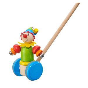 Clown Smillo Schiebefigur, Schiebe-und Nachziehspielzeug aus Holz, 17 cm